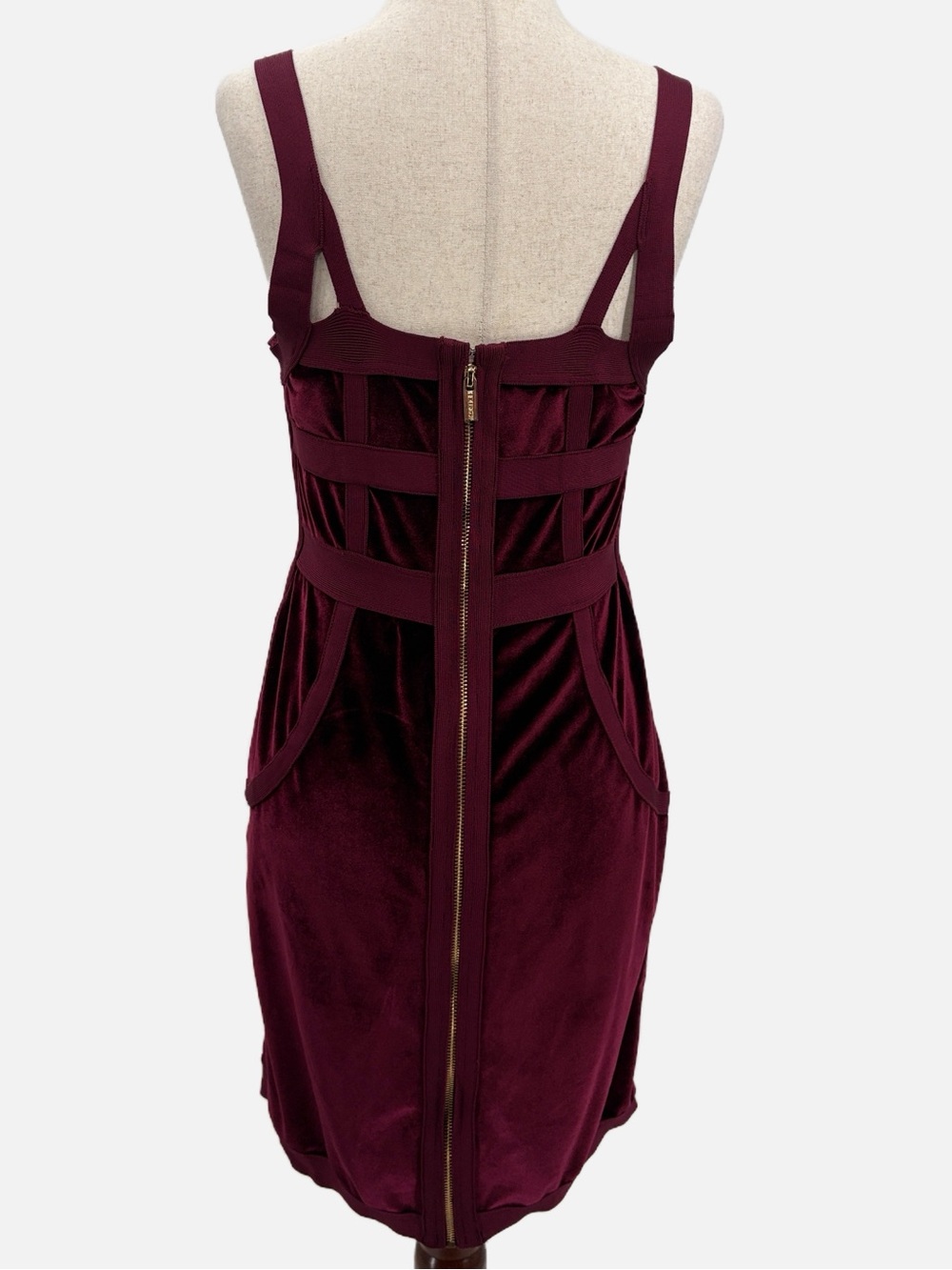 House of CB London Carven Mulberry Velvet Panel Mini Dress Size Size Large - Picture 6 of 11